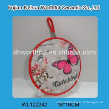 Butterfly design ceramic pot holder with lifting rope